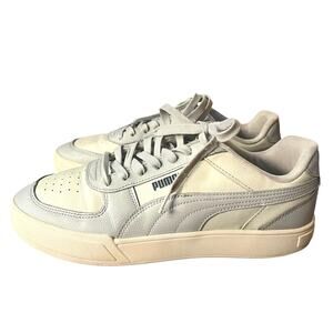 Puma Men’s Leather Sneakers Gray White Size 10.5 Casual Low Top Shoes